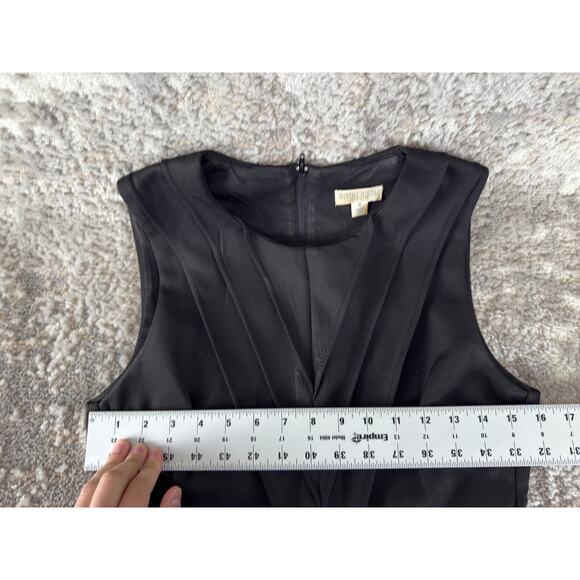 Bisou Bisou Size 8 Stretch Knee Length Sheath Dress Black Sleeveless Zip - Picture 5 of 10
